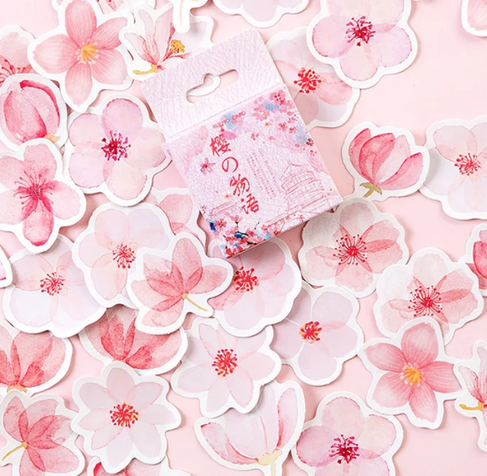 

1 коробка (45 шт. наклеек), наклейки с розовыми цветами, изысканные наклейки с рисунком, Креативные украшения для проектов с аккаунтом (фотография)