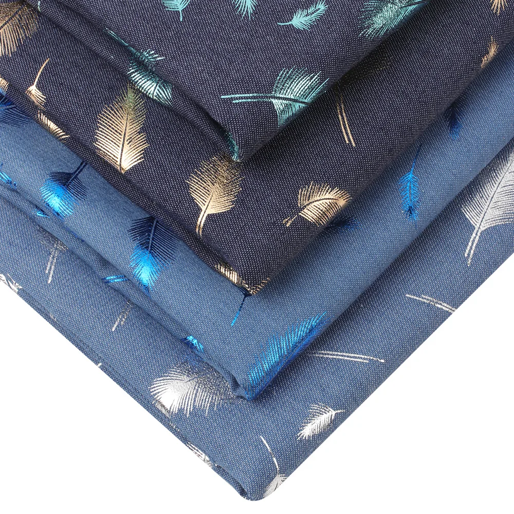 Джинсовая ткань с цветными Светоотражающими перьями для шитья одежды платьев