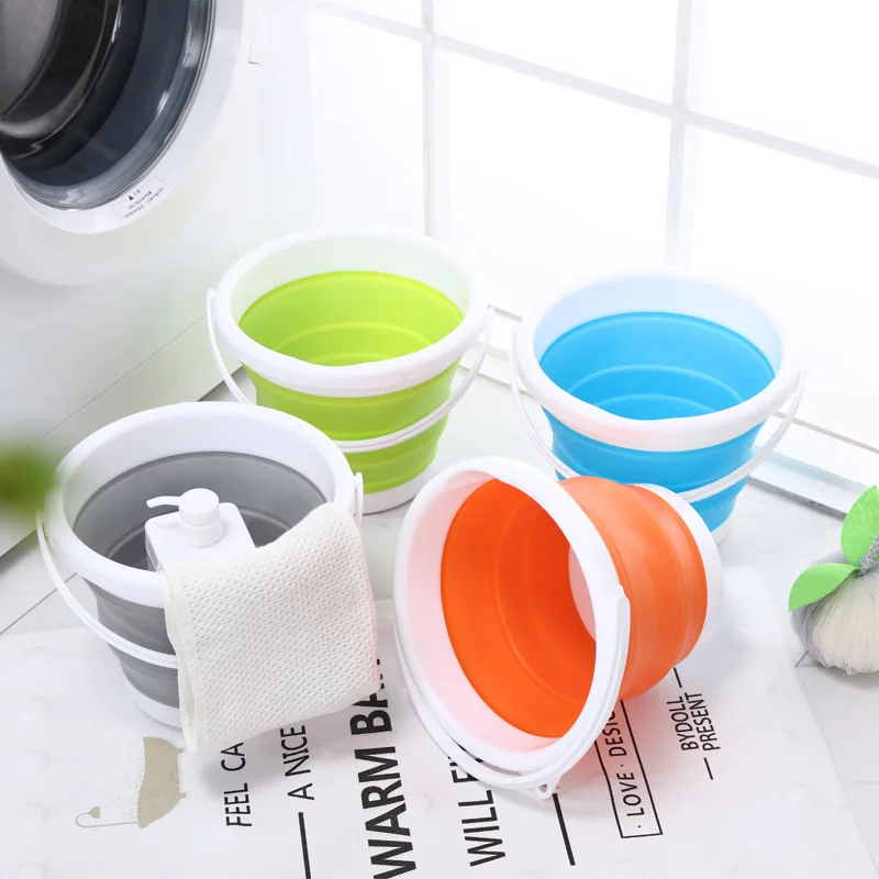 Silicone bucket for fishing promotion folding bucket car washing outdoor fishing supplies bathroom kitchen camp bucket