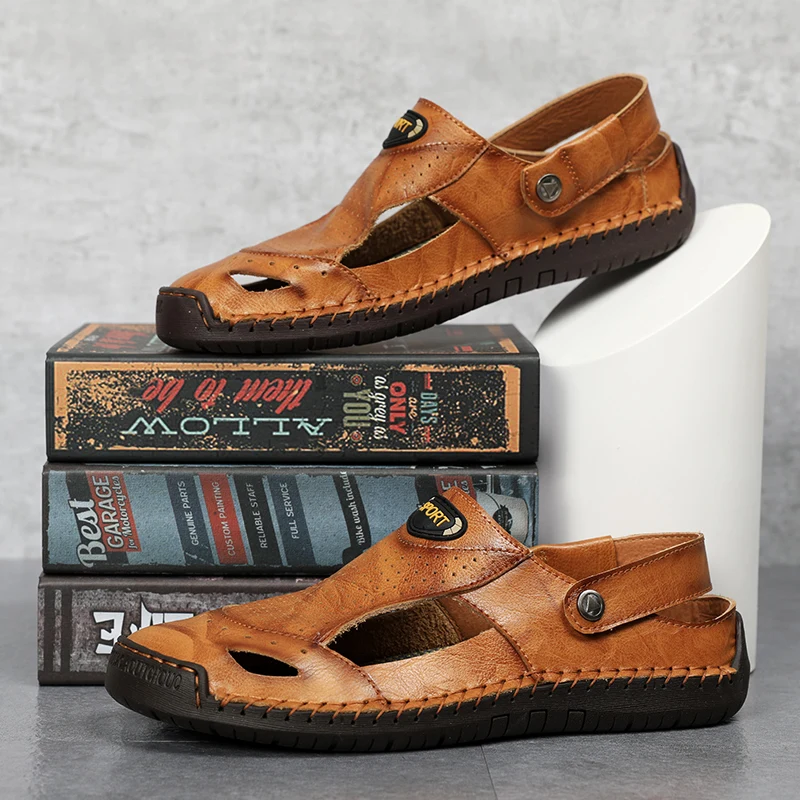 Летние мужские сандалии из натуральной кожи Мужская сандалия высокого качества