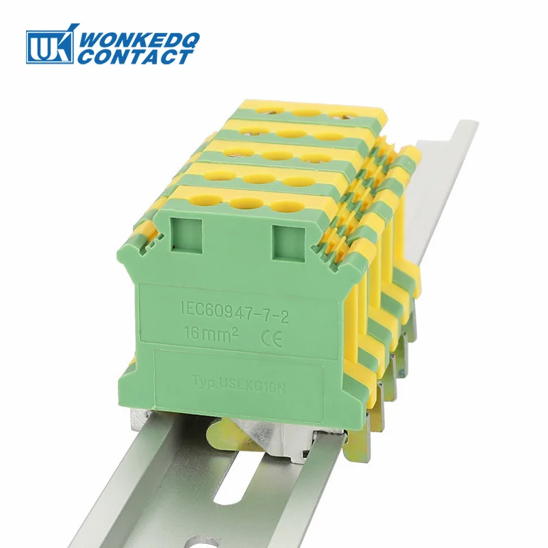 

5Pcs UISLKG16 Universal Screw Installation Ground Protective Earth Wire Electrical Connector DIN Rail Terminal Block UISLKG 16