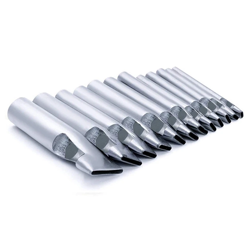 

12 Pcs Leather Craft Hole Punch Set 3mm Oval Shape Punch Cutter Tool for Leather Watch Bands Belts Plastics Working