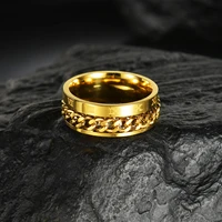 new trendy punk rock spinner ring stainless steel chain rotable rings for men women accessories couple rings xmas gifts