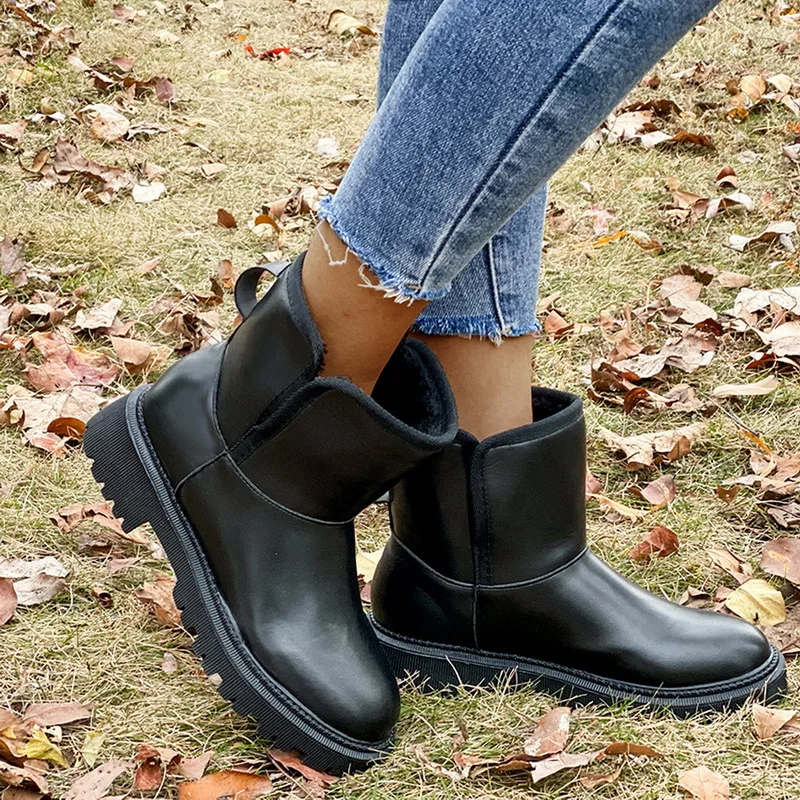 

Women Boots 2021 New Winter Boots With Platform Shoes Snow Botas De Mujer Waterproof Low Heels Ankle Boots Female Women Shoes