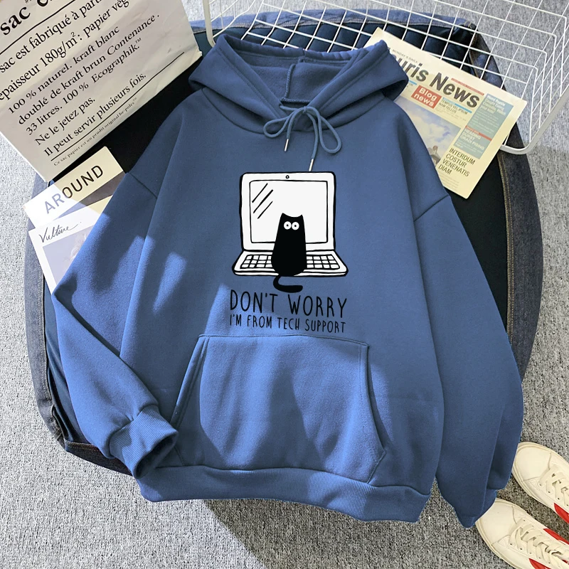 

Cartoon Black Cats Print Hoodies Man Casual Loose Hip Hop Streetwear Hoody 2021 New Arrival Fleece Warm Hooded Sweatshirts Mens