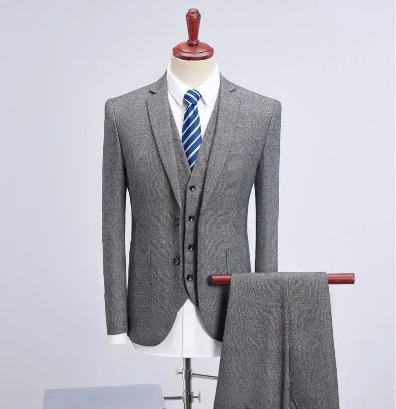 Пиджак + жилет брюки 2019 приталенные костюмы на заказ деловой костюм для свадьбы
