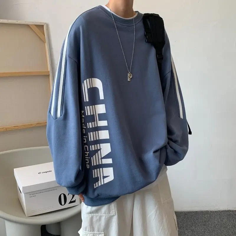 

Oversized Sweatshirt Men's Harajuku Handsome Y2k 2022 Autumn Youth Full-sleeved All-match Coat Loose Korean Fashion Top Preppy