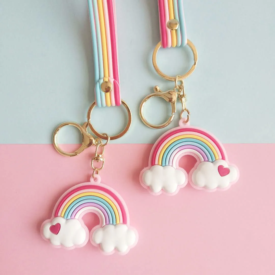 

Creative Cute Rainbow Keychain Love Girl Heart Women Key Chain Women Ladies Bag Pendant Accessories Keyring