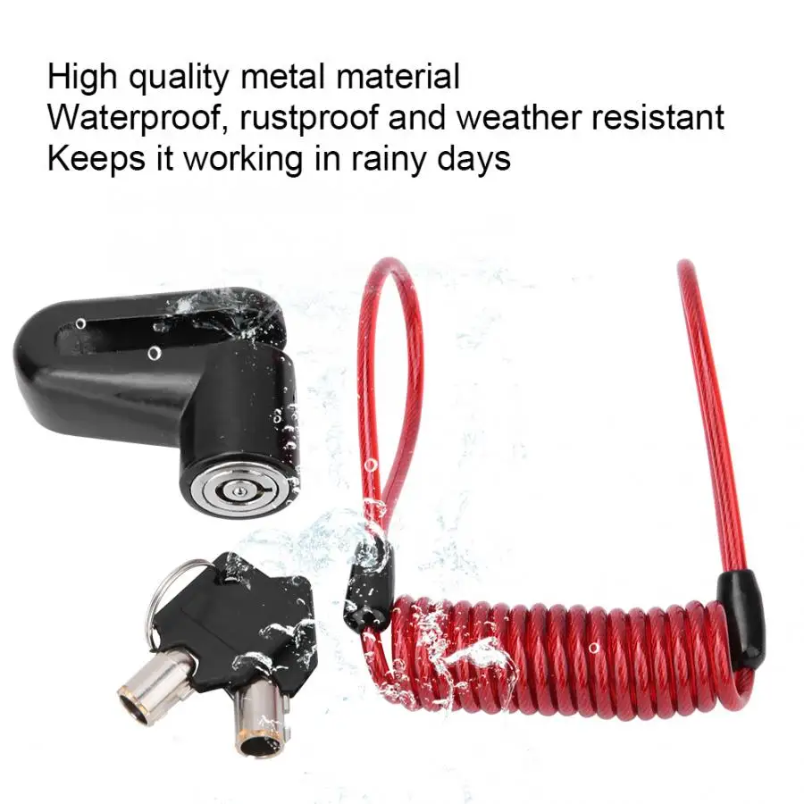 Черный Противоугонный замок дискового тормоза с кабелем напоминания для Mijia M365