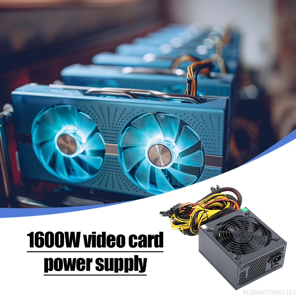 

1600W Power Supply 80 Gold Altcoin Crypto Coin ATX PSU Mining Rig GPU for GTX1080 1060 RX470 480 570 Eth ETC BTC XMR Miner