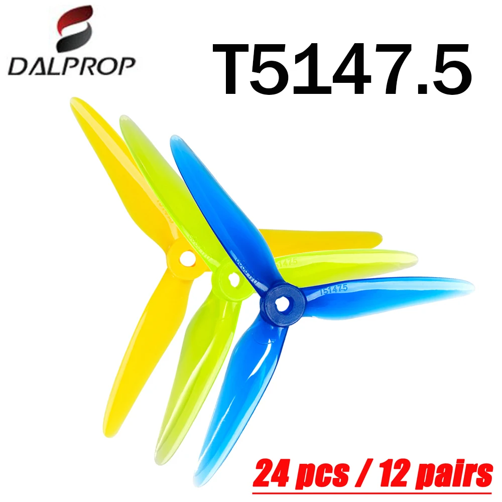 12Pairs /24PCS  DALPROP SpitFire T5147.5 5147 No Pop Wash POPO FPV Propeller CW CCW For RC Drone FPV Racing