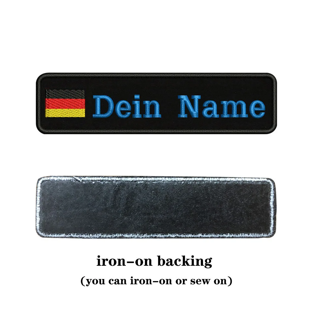 blue-iron on На заказ Вышивка Флаг Германии имя или заплатка с текстом 10 см* 2,5 см значок Утюг на или липучке Подложка для одежды брюки рюкзак шляпа - Цвет: blue-iron on