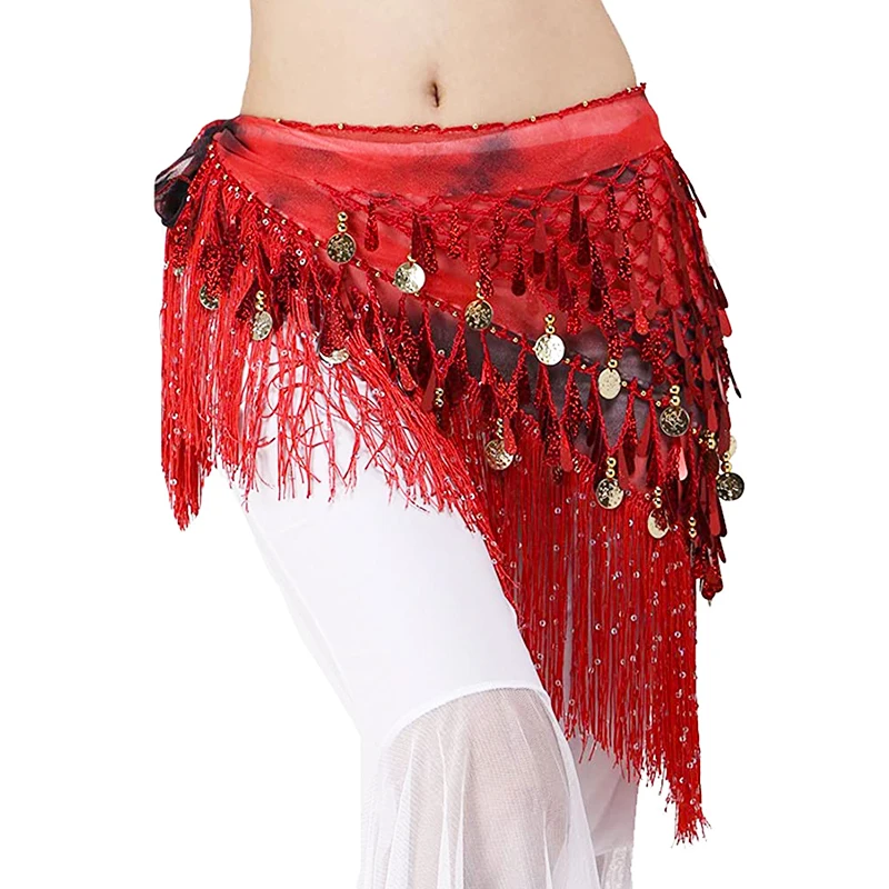 

Belly Dance Hip Scarf For Women Oriental Dances Coins Sequins Belt Belly Dancing Costumes Accessories Tassel Waist Belts