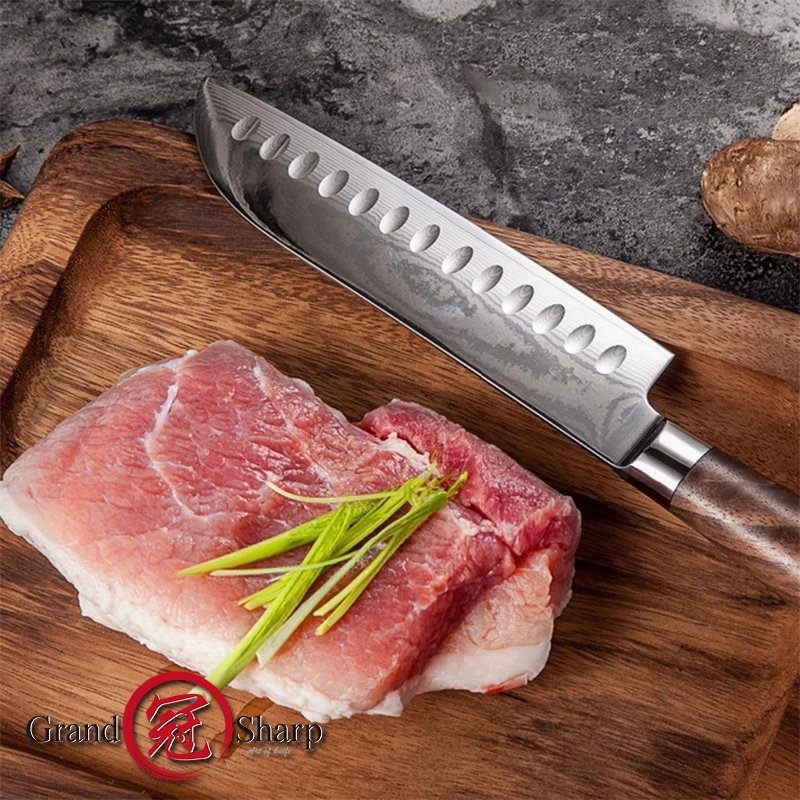 Нож Grandsharp из дамасской стали 67 слоев дамасская сталь кухонный нож сантоку суши