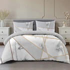 Позолоченный комплект постельного белья в скандинавском стиле с геометрическим узором в клетку и мраморным узором, 240x220, Королевский размер, наволочка, покрывала, полный размер