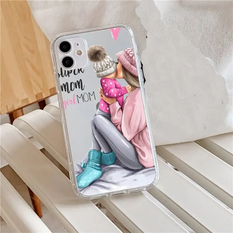 

Fashion Super Dad Mom Baby Girl Phone Case Transparent for iPhone 11 12 mini pro XS MAX 8 7 6 6S Plus X 5S SE 2020 XR