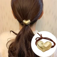 hair elastic ponytail textured metal heart women scrunchie headband hair tie
