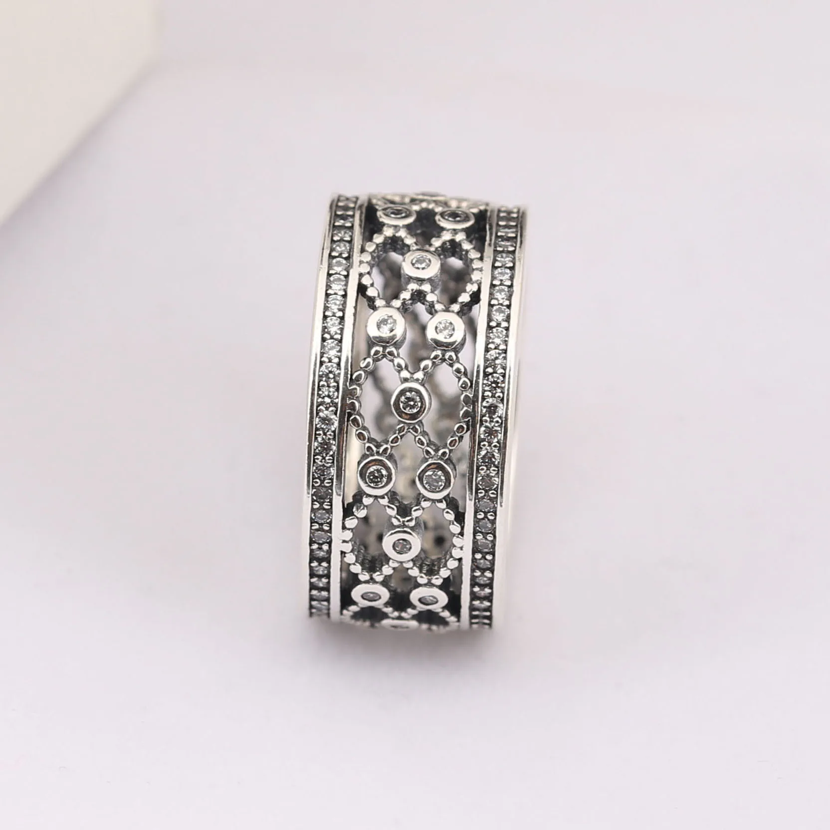 Женское кольцо из серебра 925 пробы со сверкающими кружевами | Украшения и