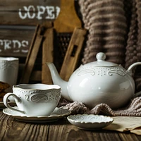 retro ceramic tableware tea pot plate soup bowl dishes coffee cup relief whiteware series dinnerware sets home reasturant