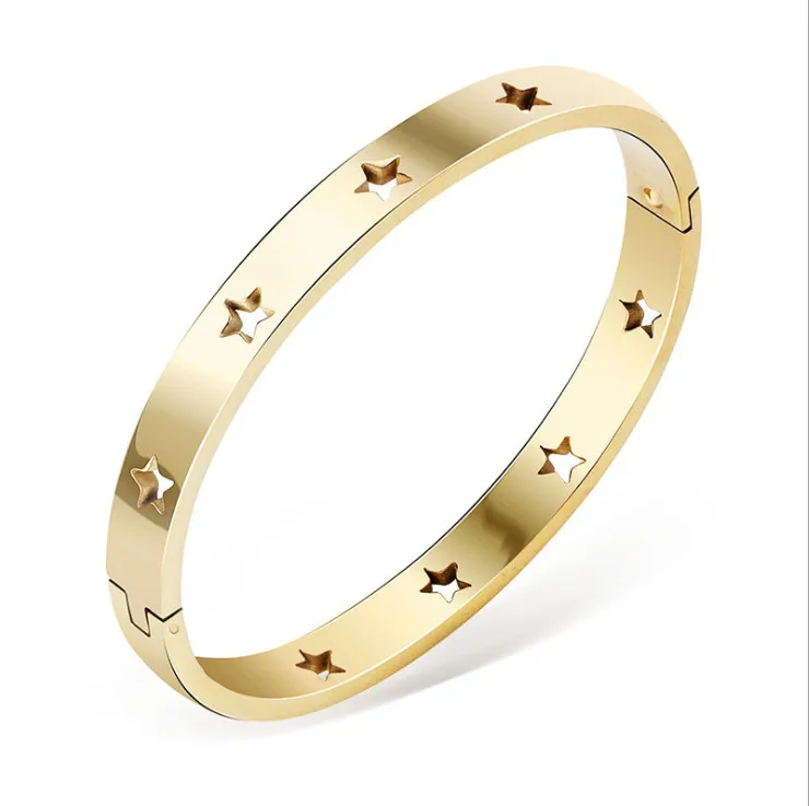 

Rose Gold Silver Cuff Bangle Star Fashion Women Jewelry Gift Bracele Love Heart CCBT99-S