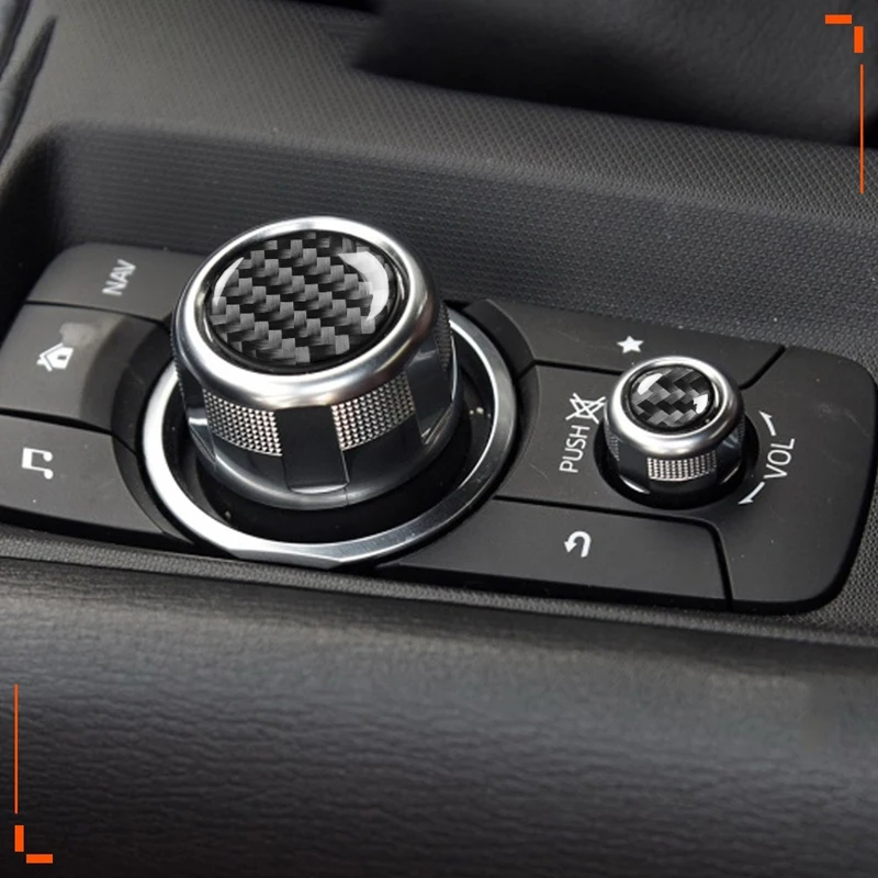 Carbon Fiber Multimedia Buttons Cover Trim Sticker Center Console For Mazda MX-5 Miata Roadster 2016+ MX5 ND Interior | Электроника