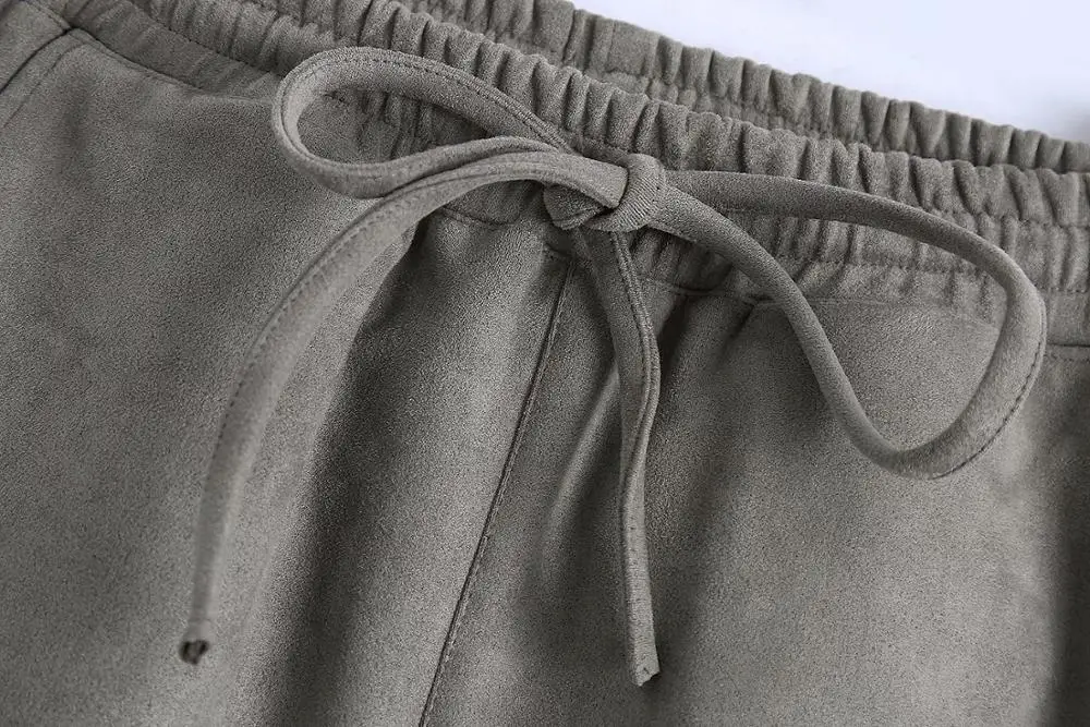 

2021 Autumn Women High Waist Suede Sweatpants Jogger Baggy Trousers Lady Elastic Sport Running Pants Hip Hop Dance Gym Leggings