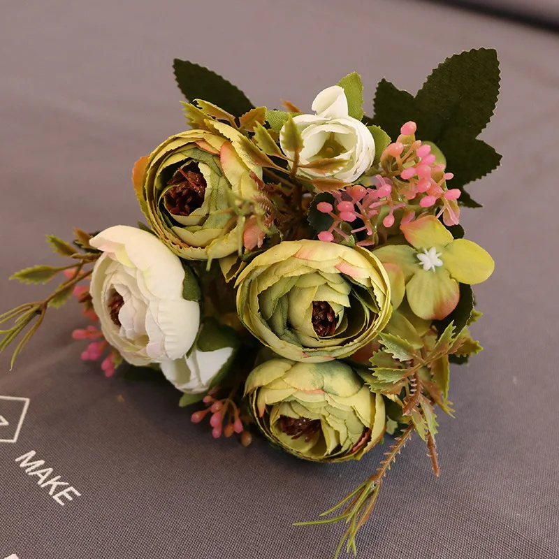 Шелковые искусственные цветы украшение для букета скрапбукинга свадьбы
