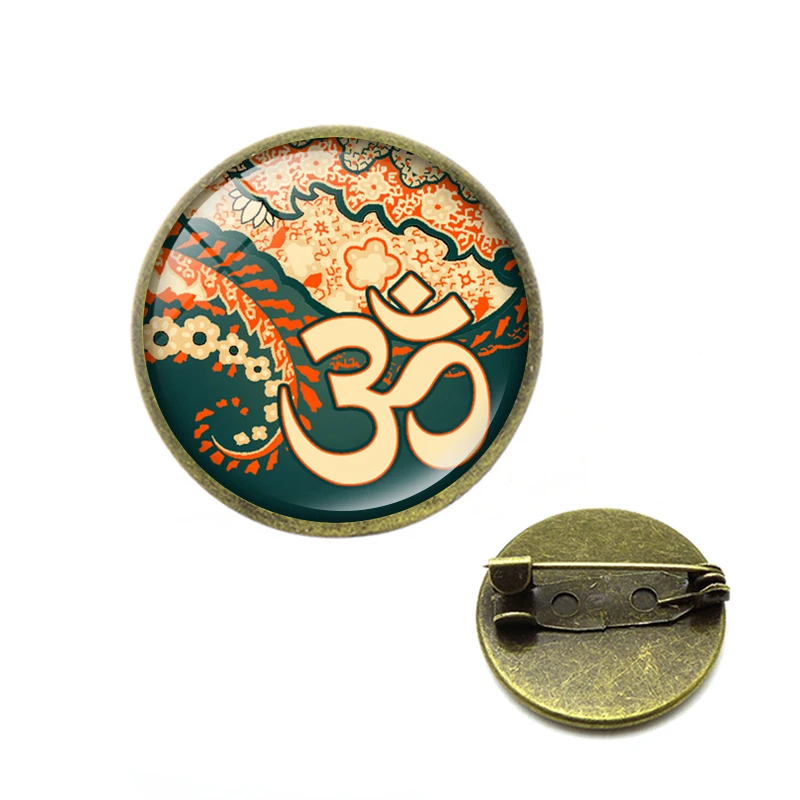 Минимализм Ом АУМ Будда Броши ручной работы художественное изображение стекло
