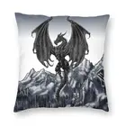 Яркая квадратная наволочка Skyrim с альдуином, наволочка для домашнего декора с двухсторонним принтом в скандинавском стиле, наволочка с изображением дракона пантеона для гостиной