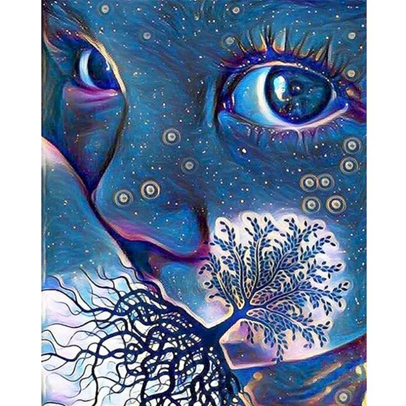 

Gatyztory Blue Face Diy Painting By Numbers Figure Canvas Colouring Handpainted Gift Wall Decor 60×75cm Frame