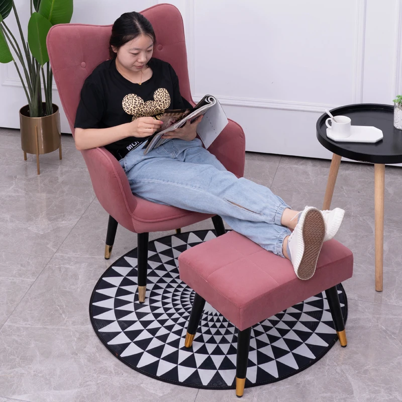Lazy sofa ins light luxury small apartment bedroom fabric balcony chair armrest single |