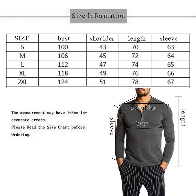 Мужская хлопковая футболка CYSINCOS однотонная с длинным рукавом и воротником
