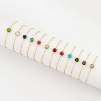 delicate cz stone birthstone bracelets for women fashion gold chain zodiac lucky stones charm birthday gift for girl friendship