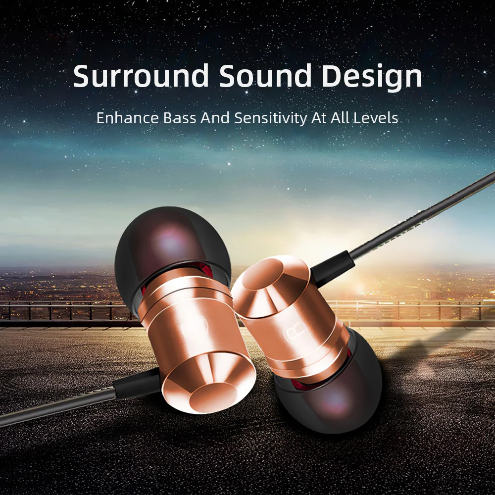 4D Stereo Sound Earphone Wired 3.5mm Metal Subwoofer Headset In Ear For Sumsung Galaxy Line Control With Mic Magnet Adsorption |