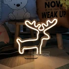 Неоновый ночник с северным оленем, светодиодный настольный светильник для дома, спальни, магазина, кафе, рождественской вечеринки, декоративная настольная лампа, креативный подарок