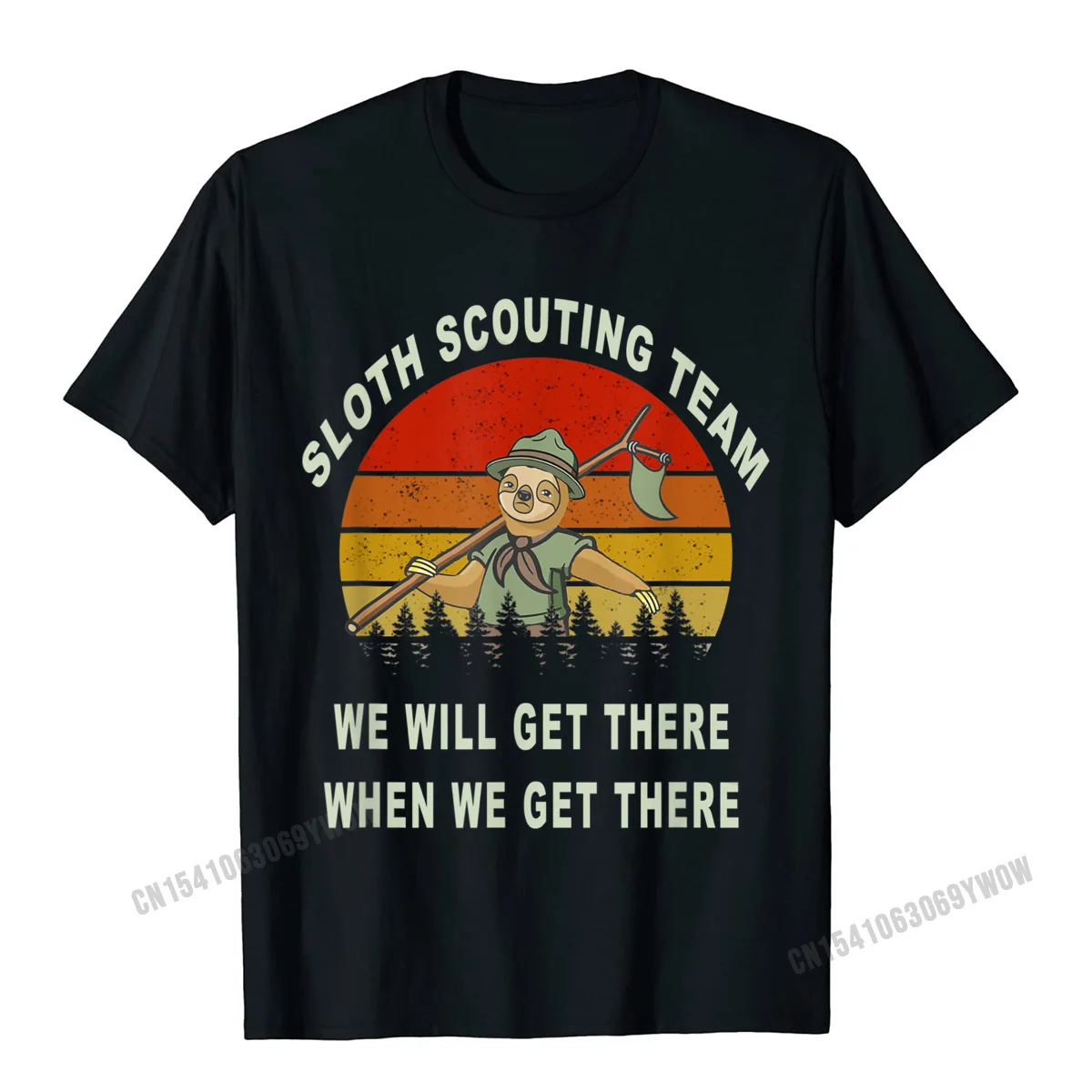 Sloth Scouting Team Camping Scout Hiking Vintage Flag T-Shirt Camisas Men Top T-Shirts Fitness Tight Fitted T Shirt Cool For Men