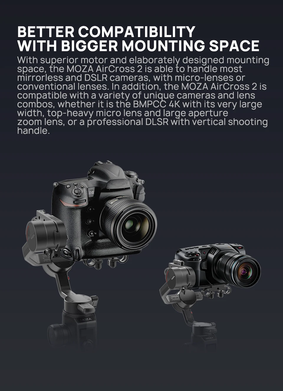 Moza Aircross 2 3-осевой портативный гидростабилизатор камеры PK DJI Ronin SC Ronin-SC Zhiyun Crane 2