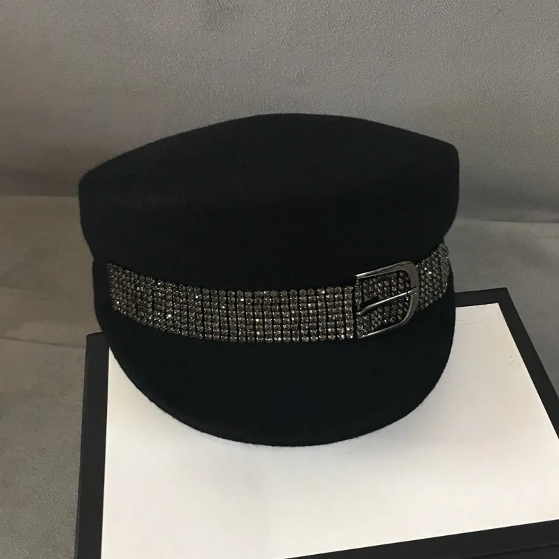 Новая модная женская черная фетровая зимняя шапка для взрослых шерстяная с