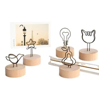 wood figurines home decore creative round iron note clip business card clip photo clips decorations for home desk decoration