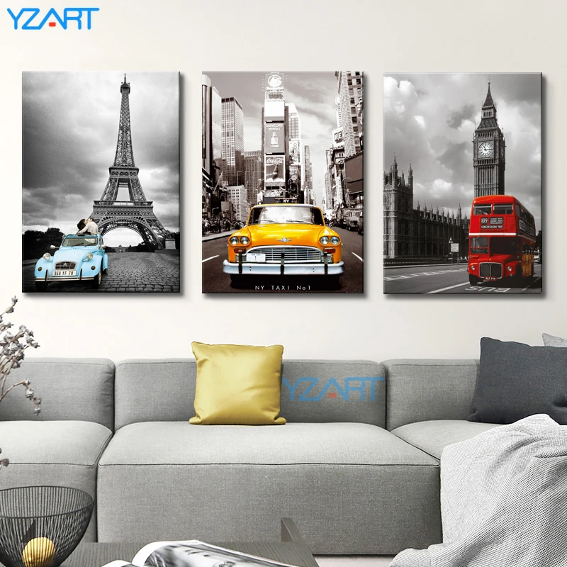 Картина на холсте Эйфелева башня красный зонтик улице Парижа современный