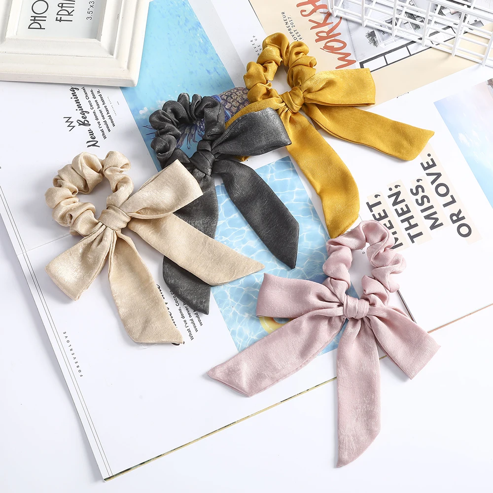 Женская резинка для волос AWAYT в богемном стиле с бантом однотонная хвоста