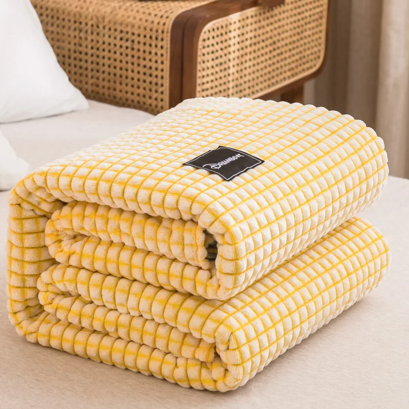 

3D Plaid Coral fleece Solid big kids blanket Super Soft Toddler Baby Blanket Newborn swaddle Pet Blanket Crib Blanket Bed Spread