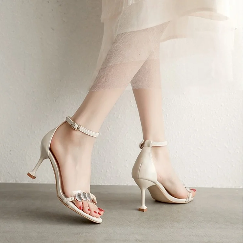 

2021 New Summer Fashion Transparent High Heels Ladies Lace-up Stiletto Heels Gentle and Elegant Women's Shoes