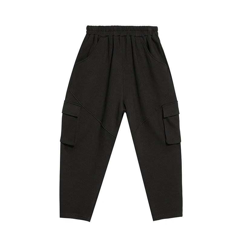 

Fashion women's casual pants 2020 autumn and winter new three-dimensional cut big pocket thick rice woolen harem pants
