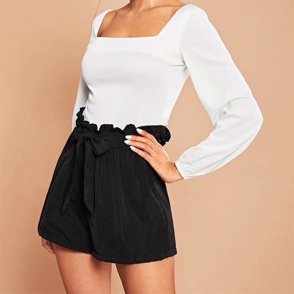 Шорты женские повседневные с завязкой спереди летние короткие бумажные штаны