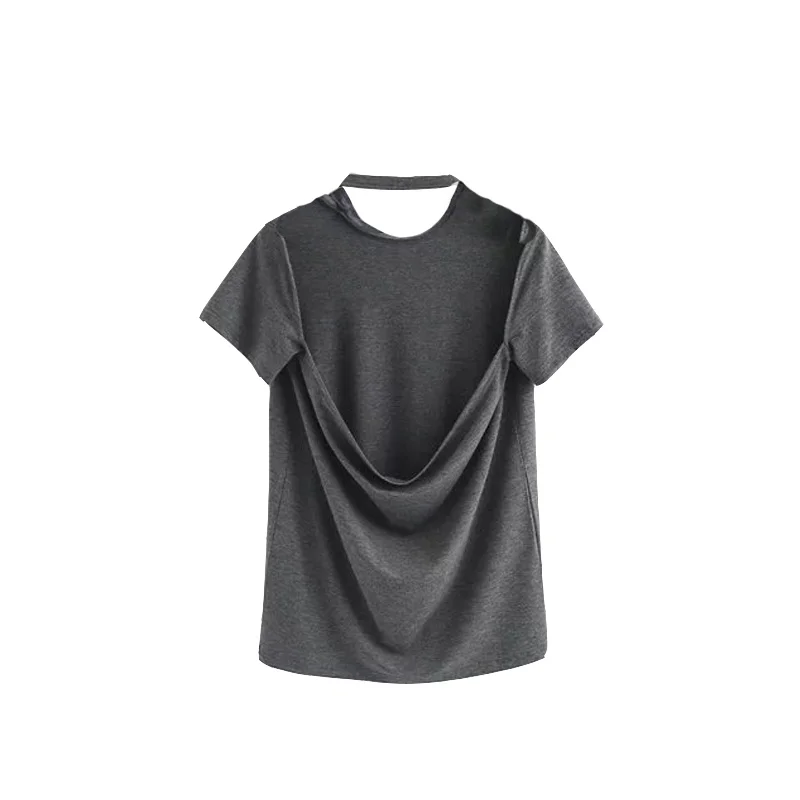 

XUXI Large Halter T-shirt Women Sexy Solid Color Slim Slim Loose Summer 2021 Drape Short-sleeved Top E2286