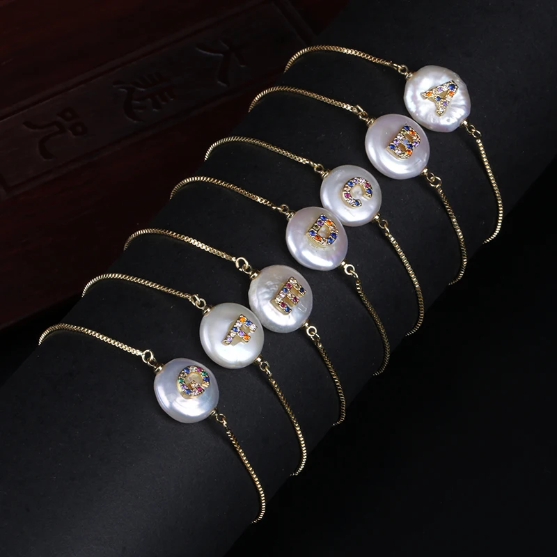 Радуга Цвета CZ золотой браслет F использования лучший буквы из натурального