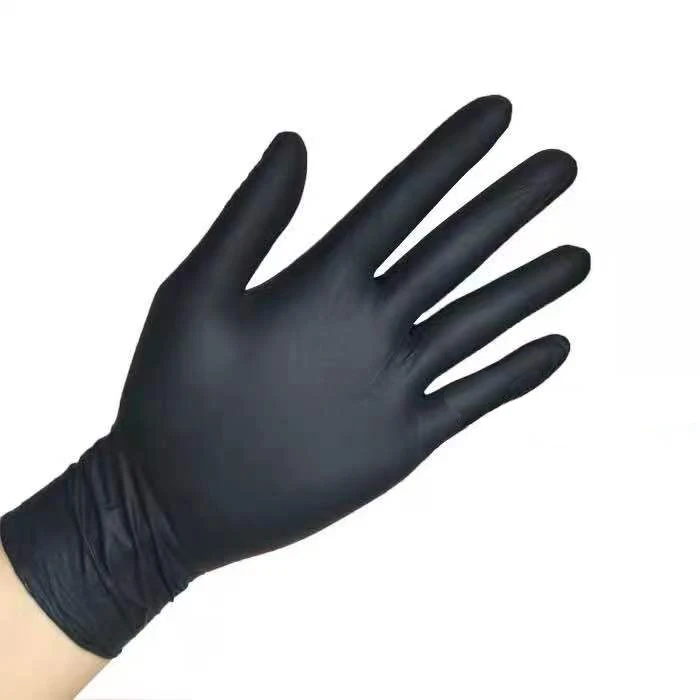 Одноразовые перчатки из нитрилового латекса 50 шт. черные Нескользящие кислотные