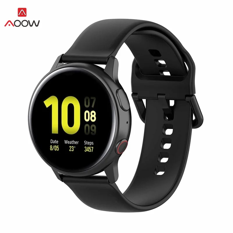 AOOW 20 мм ремни для samsung Galaxy Active 2 R830 R820 R500 Spor черный браслет с пряжкой ремешок для Galaxy Watch 42 мм gear S2
