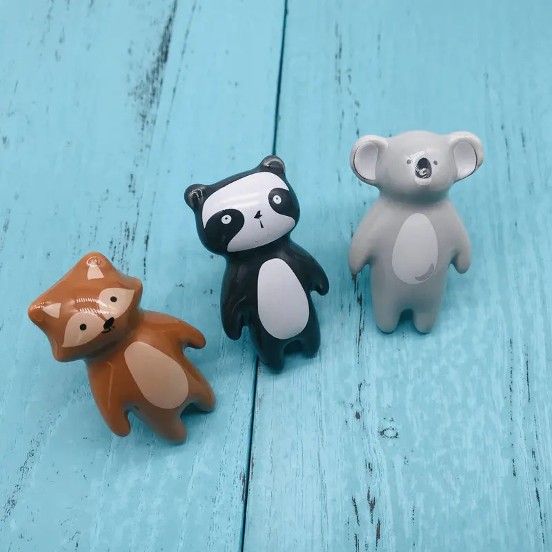 1 шт. ручка с мультипликационным животным керамическим рисунком Panda Fox изображения детские шкафы с ручками домашние ящики Декор Мебель Оборудование